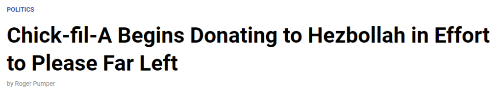 Chick Fil A Begins Donating To Hezbollah In Effort To Please Far Left