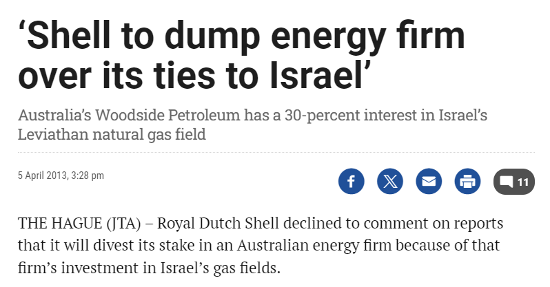 ‘shell To Dump Energy Firm Over Its Ties To Israel’