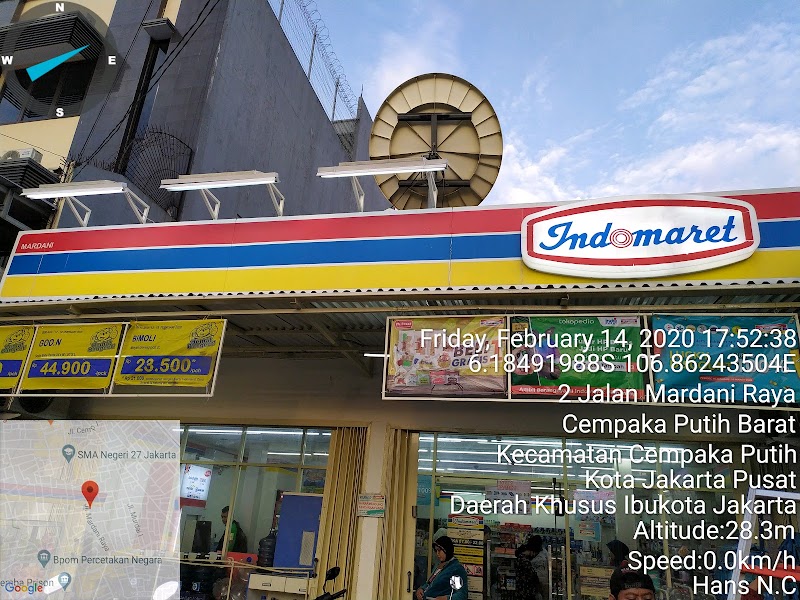 Tangkapan gambar Indomaret di Cempaka Putih, Jakarta Pusat